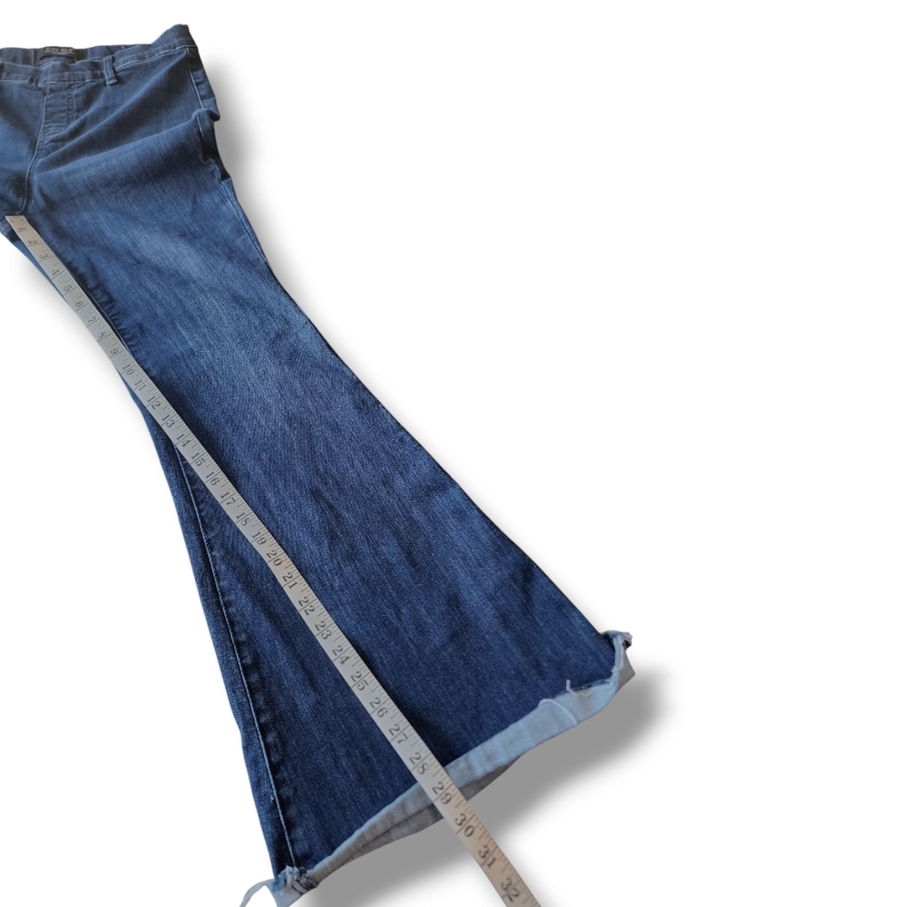 Judy Blue dark blue wash raw hem super stretch pull on super flare jeans 9/29 - Picture 9 of 13